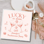 Lucky i Kärlek Peach Cocktails Bachelorette Party Pappersservett<br><div class="desc">Lucky in Kärlek Peach Cocktails Bachelorette Party Napkins</div>