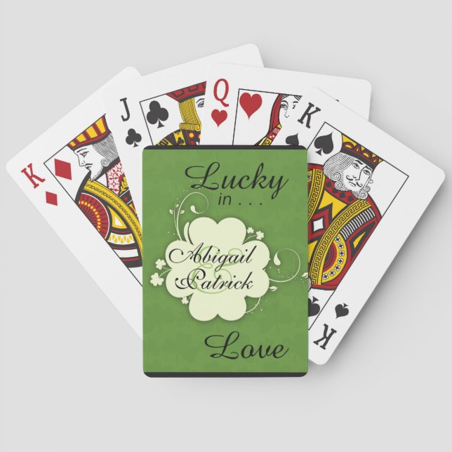 Lucky i Kärlek Personlig Shamrock Design Cards Kortlek (Baksidan)