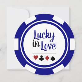 Lucky i Kärlek Poker Chip Blue Las Vegas Bröllop Inbjudningar