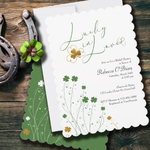 Lucky i Kärlek Shamrock Wildblommor Möhippa Inbjudningar