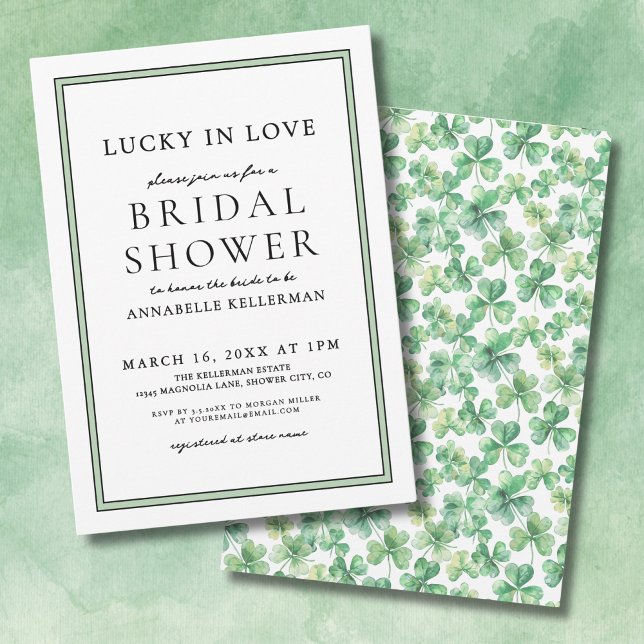 Lucky i Kärlek St. Patrick Day Möhippa Inbjudningar (Lucky In Love St. Patrick's Day Bridal Shower Invitation)