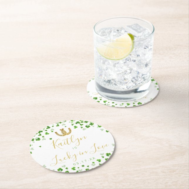 Lucky i Kärlek St. Patrick Day Möhippa Underlägg Papper Rund (Insitu)