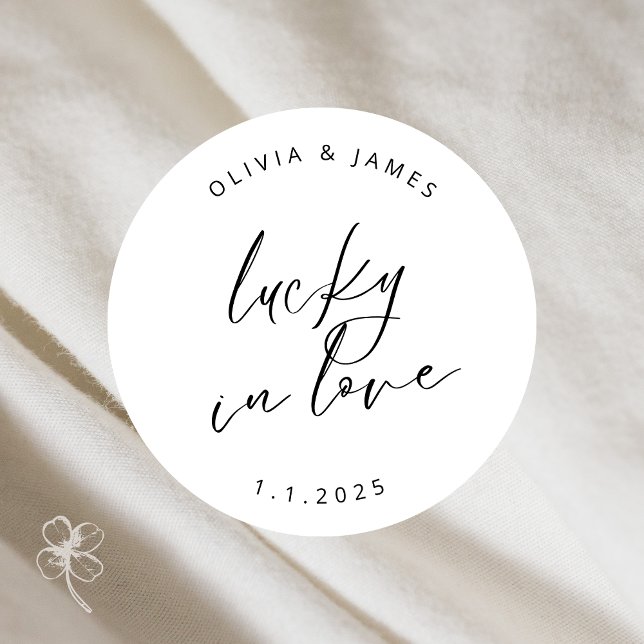 Lucky i Kärlek Stickers Runt Klistermärke (Skapare uppladdad)