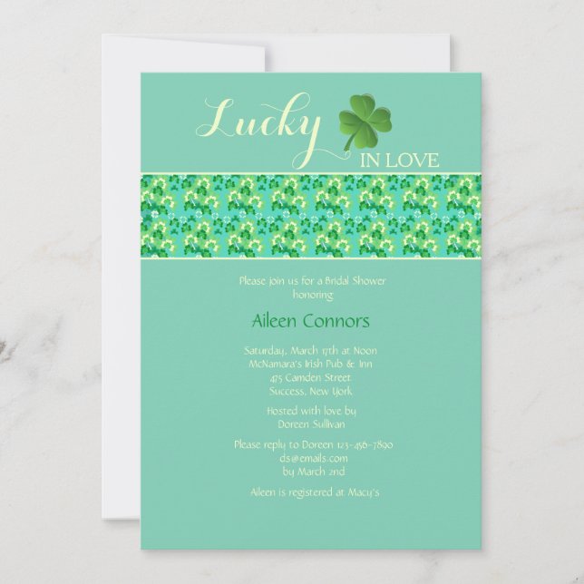 Lucky i Kärlek U-Plocka Background Färg Inbjudningar (Framsida)