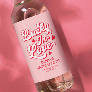 Lucky i Kärlek Vegas Bachelorette Party Vinflaska Etikett