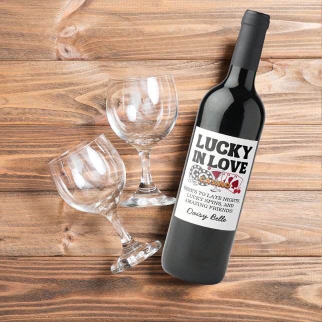 Lucky i Kärlek Vegas Bachelorette Vinflaska Etikett (Skapare uppladdad)