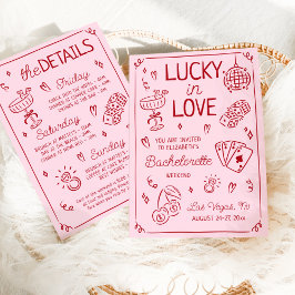 Lucky i Kärlek Whimsical Hand plockade Bachelorett Inbjudningar