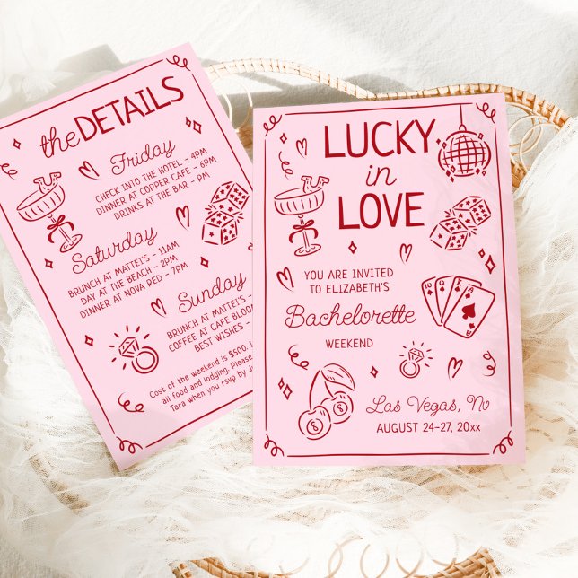 Lucky i Kärlek Whimsical Hand plockade Bachelorett Inbjudningar (Skapare uppladdad)