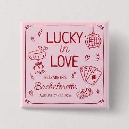 Lucky i Kärlek Whimsical Hand plockade Bachelorett Knapp