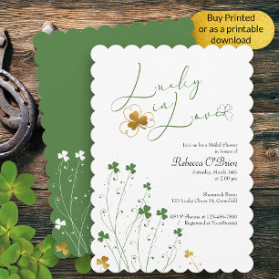 Lucky i Kärlek Wildblomma Shamrocks Möhippa Inbjudningar