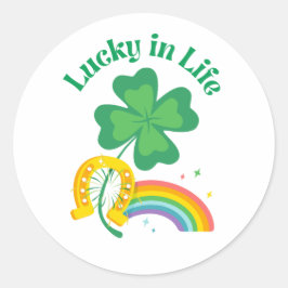 Lucky i Life St patricks day Sticker Runt Klistermärke