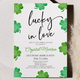 Lucky in Kärlek Grönt Shamrock Klöver Möhippa Inbjudningar