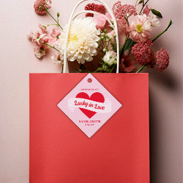 Lucky in Kärlek Heart Chic Rosa & Red Bachelorette Gåvor Etiketter