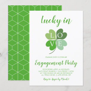 Lucky in Kärlek Heart Shamrock Förlovningsfest Inbjudningar