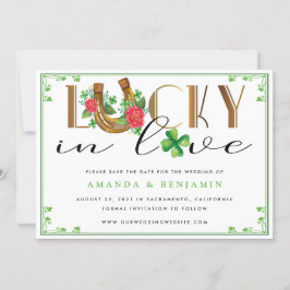 Lucky in Kärlek Horseshoe and Shamrock Spara Datumet