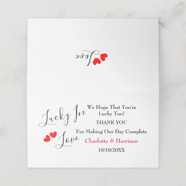 Lucky in Kärlek Lottery Biljett Holder Placeringskort (Utvändigt utvikt)