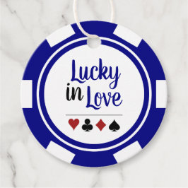 Lucky in Kärlek Navy Blue and White Vegas Bröllop Gåvor Etiketter