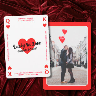 Lucky in Kärlek Photo Spela Card Par Shower Inbjudningar