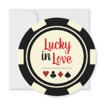 Lucky in Kärlek Poker Chip Black Off White Bröllop