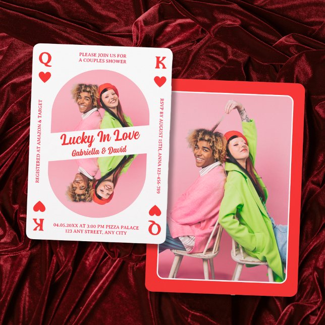 Lucky in Kärlek, spela kort Photo Par Shower (Lucky In Love Playing Card Photo Couples Shower)