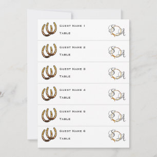 Lucky in Kärlek Western Horseshoe Bröllop Place Ca Inbjudningar