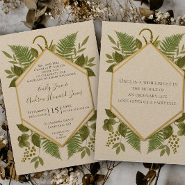 Lucky In Love 4 Leaf Clover Fern Geometric Wedding Inbjudningar