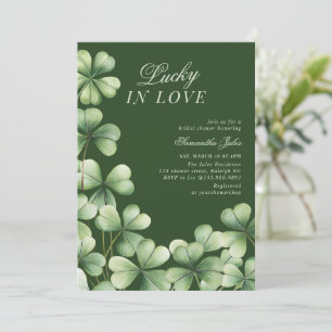 Lucky in Love Bröllopsdusch Grön Shamrock Inbjudningar