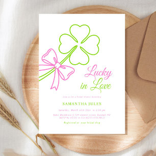 Lucky in Love Bröllopsfest Rosa Grönt Shamrock Inbjudningar