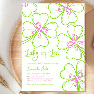 Lucky in Love Bröllopsfest Rosa Grönt Shamrock Inbjudningar