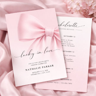 Lucky in Love Elegant Script Bachelorette Weekend Inbjudningar