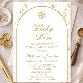 Lucky in Love Gold Shamrock Engagement Party Inbjudningar