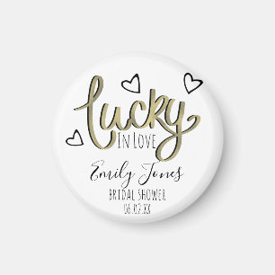 Lucky in Love Hearts Bröllopsdusch Magnet