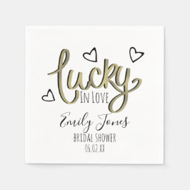 Lucky in Love Hearts Bröllopsdusch Pappersservett