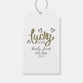 Lucky in Love Hearts Bröllopsdusch Presentetikett