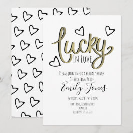 Lucky in Love Hearts Bröllopsdusch Spara Datumet
