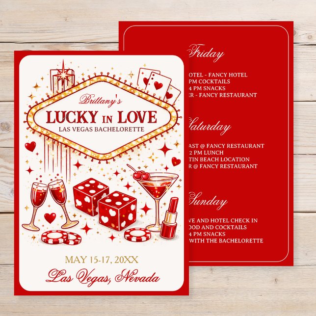 Lucky in Love Las Vegas Bachelorette Casino Party Inbjudningar (Skapare uppladdad)