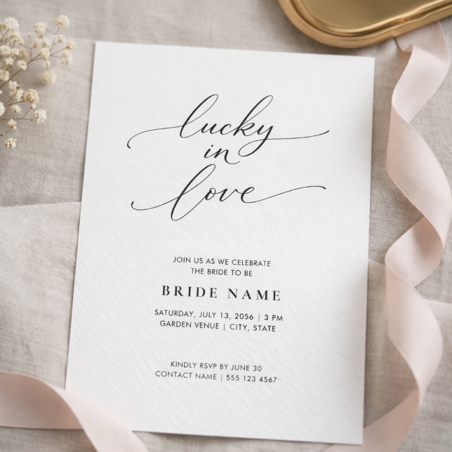 Lucky in Love | Modern Minimalist Bridal Shower Inbjudningar (Skapare uppladdad)