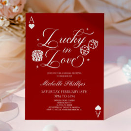 Lucky In Love Playing Card Casino Bridal Shower Inbjudningar