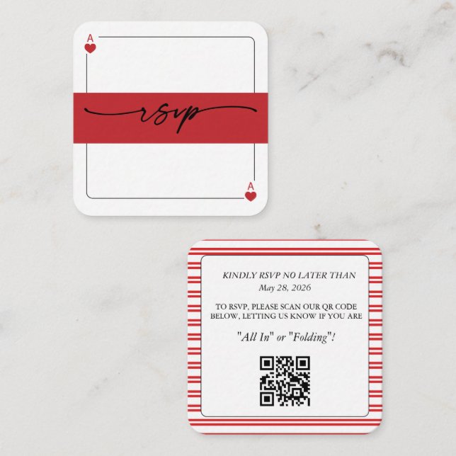Lucky in Love RSVP QR Code Enclosure Card Tilläggskort (Fram/baksida)