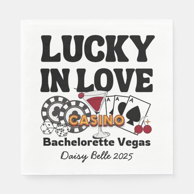 Lucky In Love Vegas Bachelorette Pappersservett (Framsidan)
