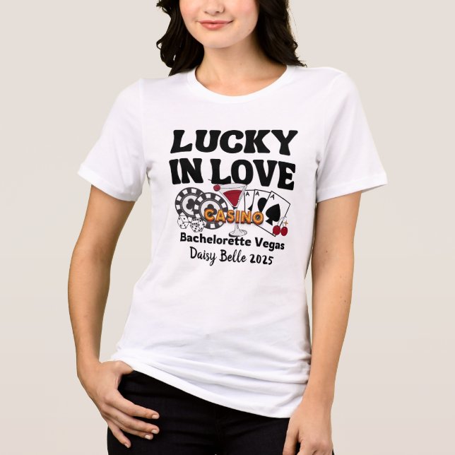 Lucky In Love Vegas Sygirl T-Shirt (Framsida)