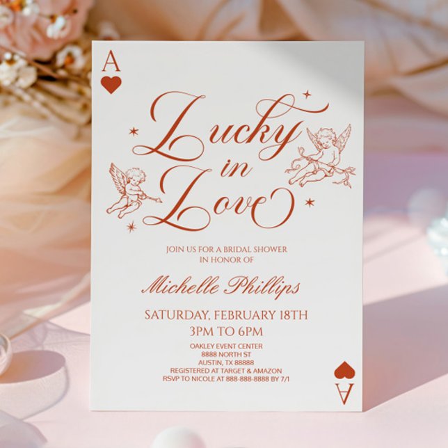 Lucky In Love Vintage Cupid Bridal Shower Inbjudningar (Skapare uppladdad)