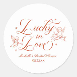 Lucky In Love Vintage Cupid Bridal Shower Runt Klistermärke