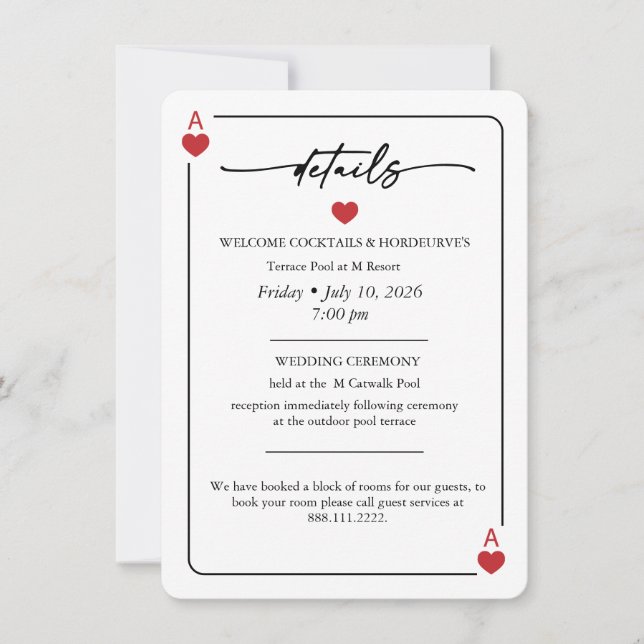 Lucky in Love Wedding Details Card Inbjudningar (Framsida)
