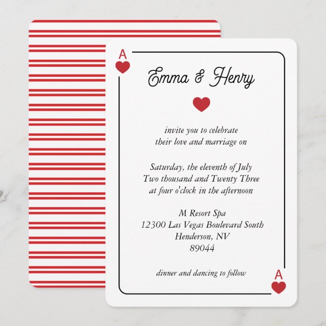 Lucky in Love Wedding Invitation Inbjudningar (Fram/baksida)