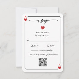 Lucky in Love Wedding RSVP Card with QR Option Inbjudningar