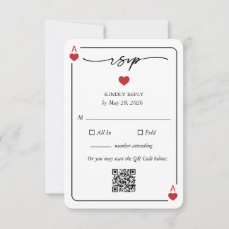 Lucky in Love Wedding RSVP Card with QR Option Inbjudningar