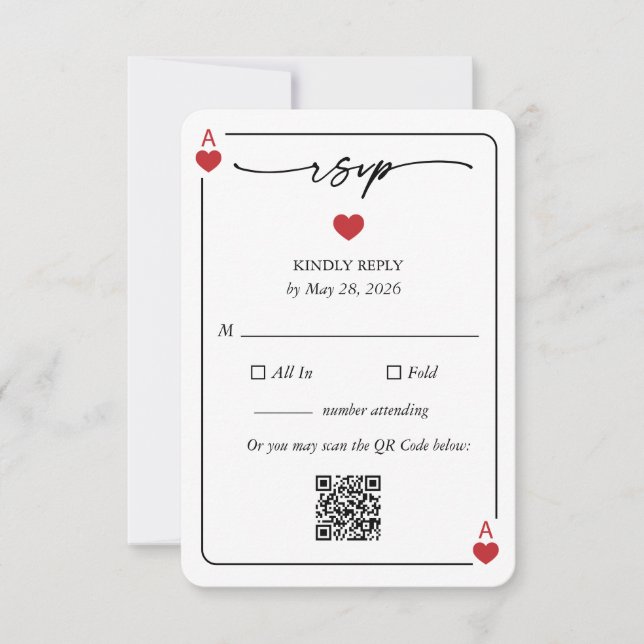 Lucky in Love Wedding RSVP Card with QR Option Inbjudningar (Framsida)