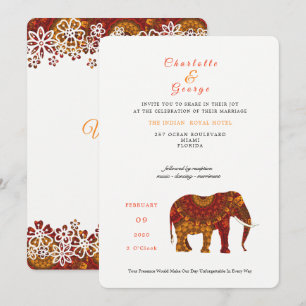 Lucky Indian Elephant Elegant Snöre bröllopsinbjud Inbjudningar