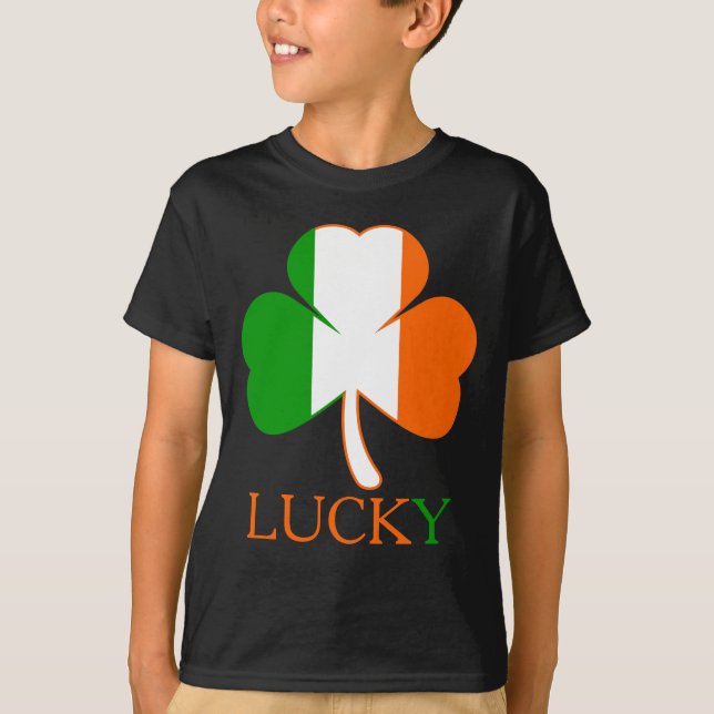 Lucky Ireland Flagga St. Patrick's Day Boys T Shirt (Framsida)